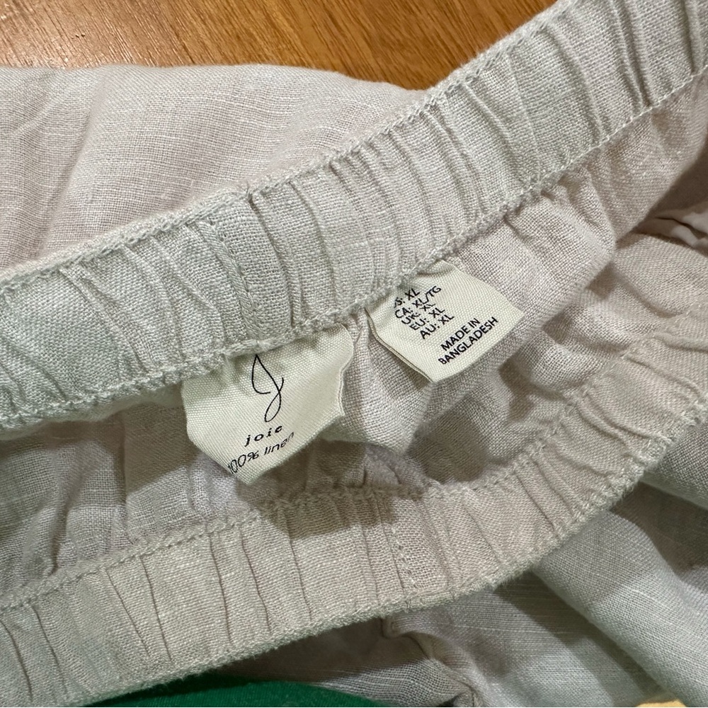 Joie Jogger Pants Beige 100% Linen Wide Pull On Beach Minimalist Women’s XL - Picture 3 of 6
